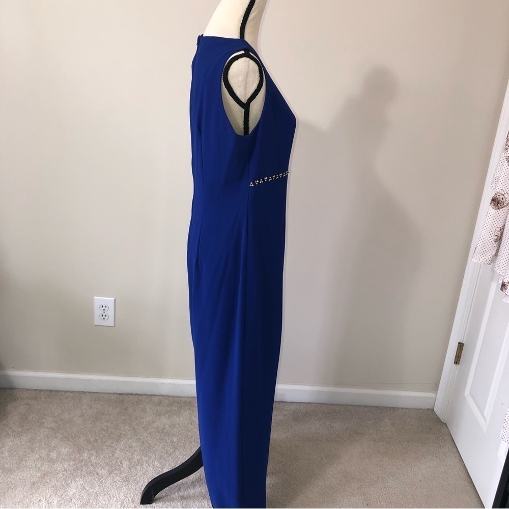 After Dark Evening Gown Blue Rhinestones Formal Prom Sleeveless - Picture 10 of 12